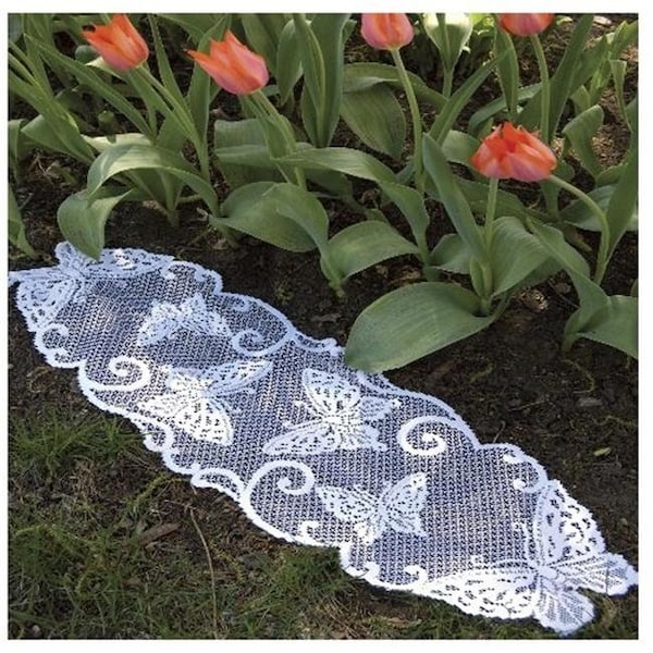 Heritage Lace Heritage Lace BF-1254W Butterflies 12 x 54 in. Runner - White BF-1254W - main